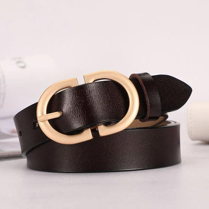 Double D Buckle Leather Belt