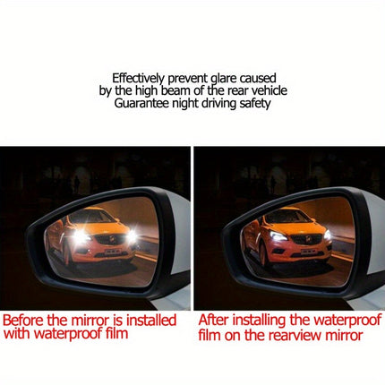 Anti-Fog Rainproof Car Mirror Film – 2pcs Waterproof Sticker