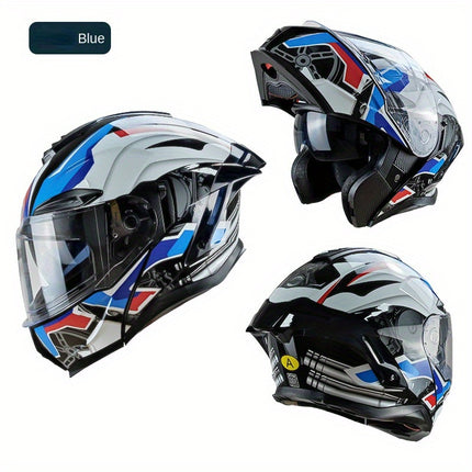 Dual Visor Flip-Up Motorcycle Helmet – Stylish & Safe