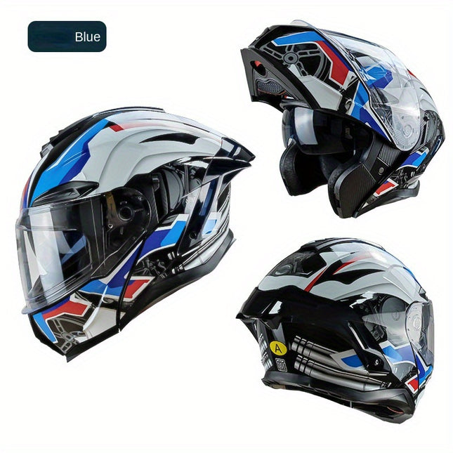 Dual Visor Flip-Up Motorcycle Helmet – Stylish & Safe