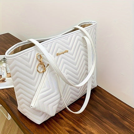Quilted Solid Color Tote Bag