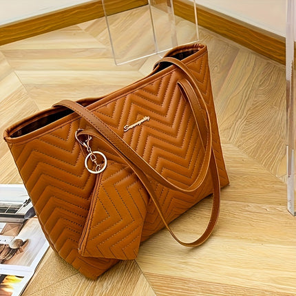 Quilted Solid Color Tote Bag