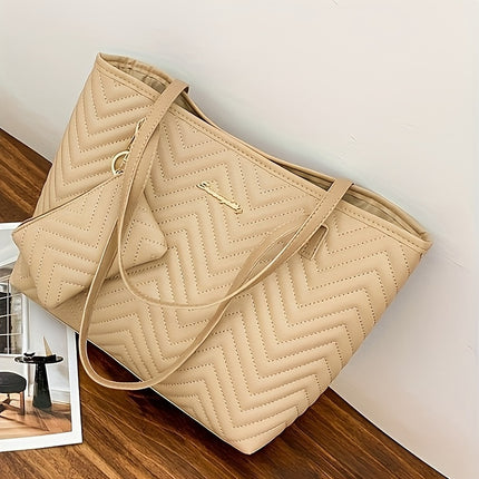 Quilted Solid Color Tote Bag