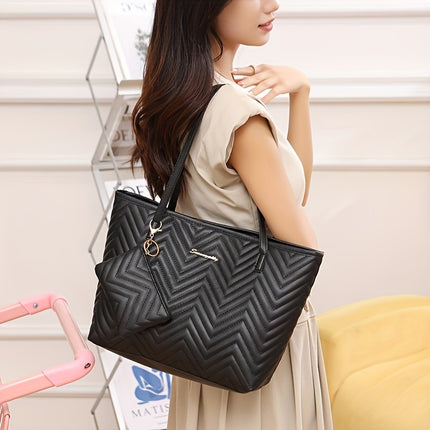 Quilted Solid Color Tote Bag