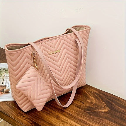 Quilted Solid Color Tote Bag