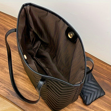 Quilted Solid Color Tote Bag