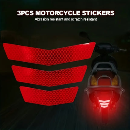 3pcs Reflective Stickers for Motorcycle & Car Safety