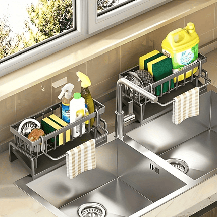Stainless Steel Sink Organizer with Dishcloth Holder