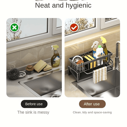 Stainless Steel Sink Organizer with Dishcloth Holder