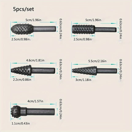 5pcs Woodworking Rotary File Set