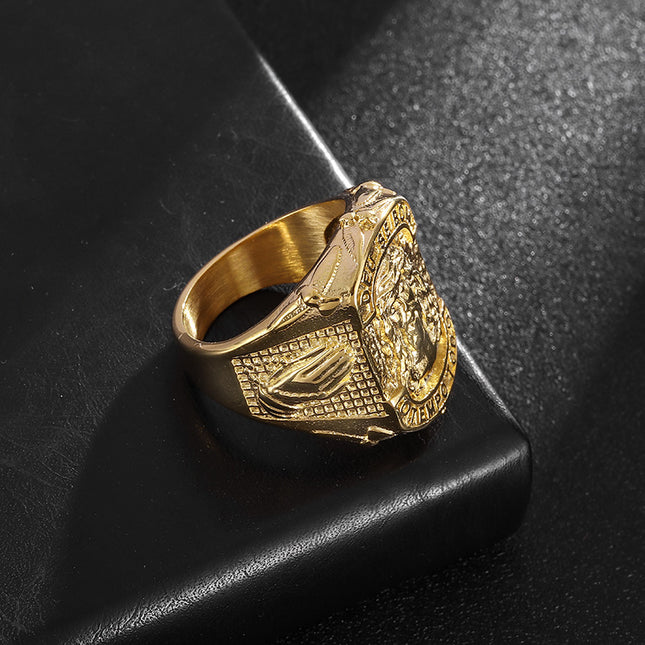 Hip Hop Titanium Steel Prayer Hand Ring