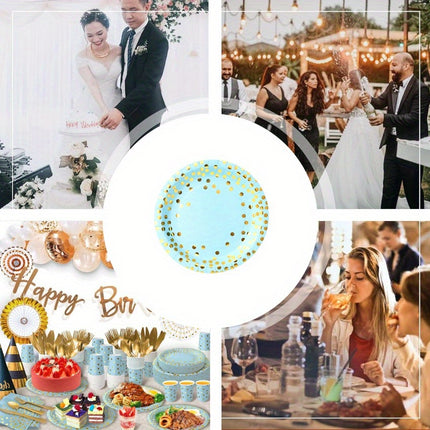 1Set Elegant Golden Polka Dot Party Tableware Set