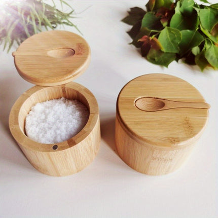 Rustic Wooden Salt Box with Lid – Kitchen Essential