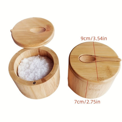 Rustic Wooden Salt Box with Lid – Kitchen Essential