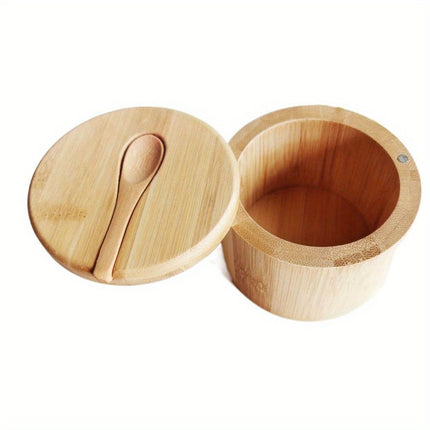 Rustic Wooden Salt Box with Lid – Kitchen Essential
