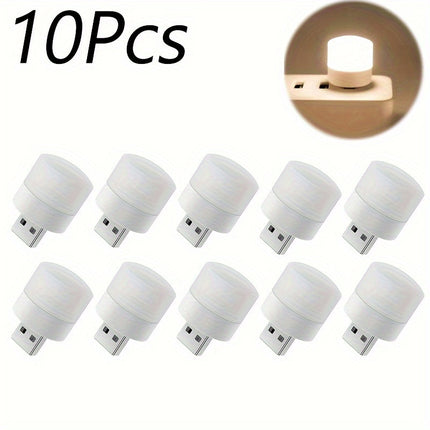 10pcs Mini USB LED Night Lights - Warm White Reading Light
