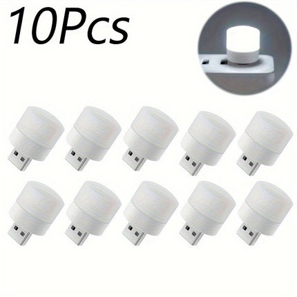 10pcs Mini USB LED Night Lights - Warm White Reading Light