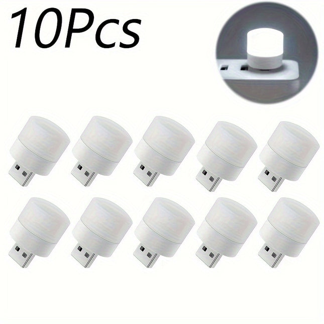 10pcs Mini USB LED Night Lights - Warm White Reading Light