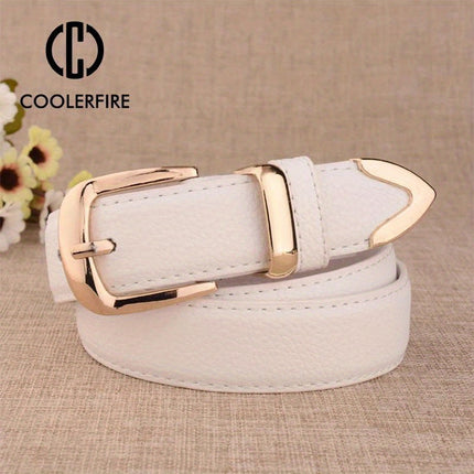 Elegant White Faux Leather Belt