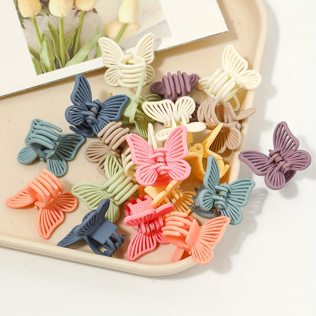 20pcs Boho Macaron Butterfly Hair Claw Clips – Non-Slip