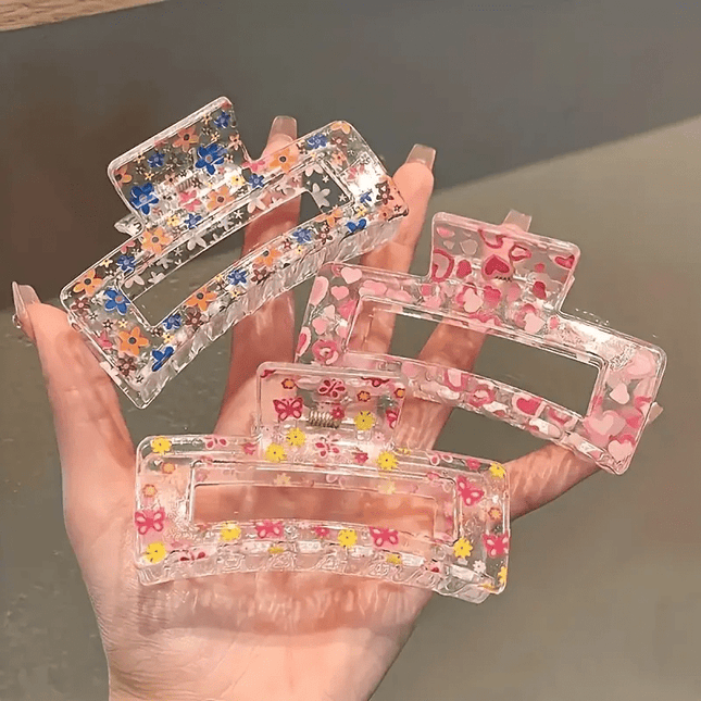 3pcs Colorful Printed Hair Claw Clips