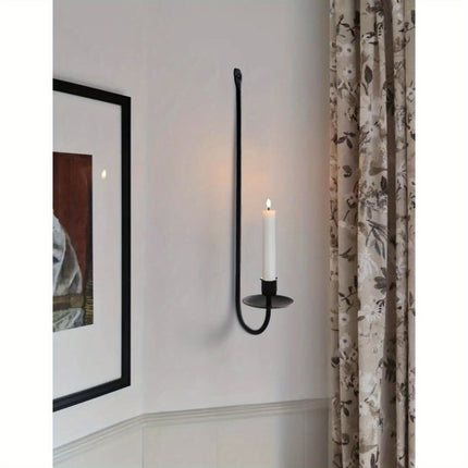 Set of 2 Wall-Mounted Metal Candle Sconces - Elegant Pillar Holders