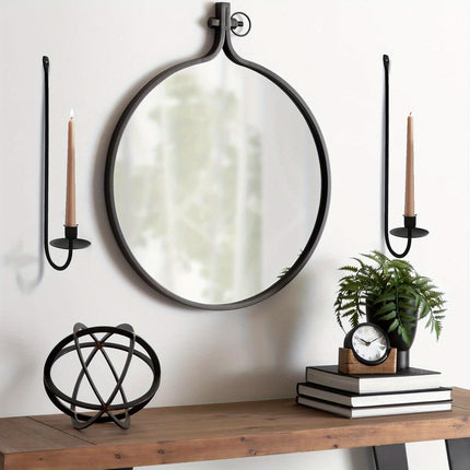 Set of 2 Wall-Mounted Metal Candle Sconces - Elegant Pillar Holders