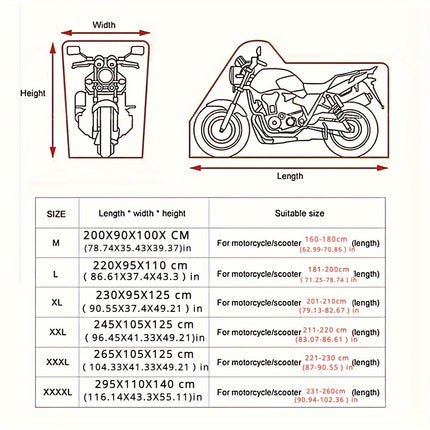 All-Season Waterproof Motorcycle Cover with Reflective Safety Straps
