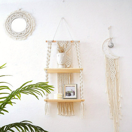 Boho Macrame Wall Hanging Shelves