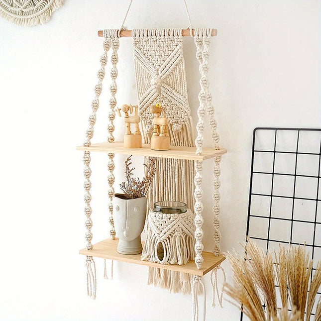 Boho Macrame Wall Hanging Shelves