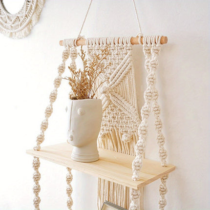 Boho Macrame Wall Hanging Shelves