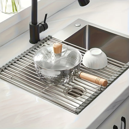 WONGIRL Stainless Steel Roll-Up Dish Drying Rack - Foldable