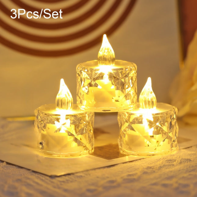 3pcs LED Tea Light Candles with Cut Patterns
