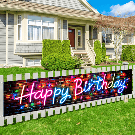 Neon Happy Birthday Banner