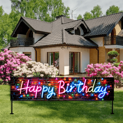 Neon Happy Birthday Banner