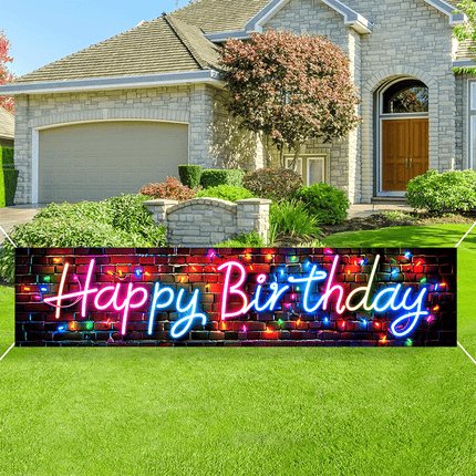 Neon Happy Birthday Banner