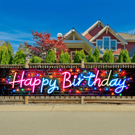 Neon Happy Birthday Banner