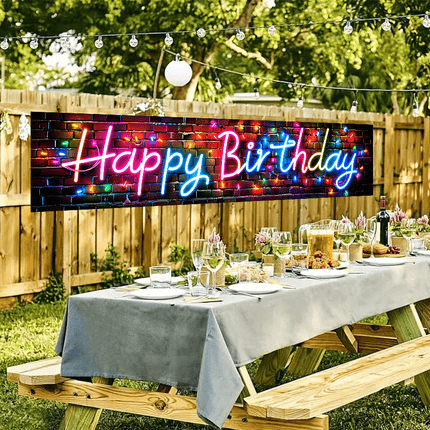 Neon Happy Birthday Banner