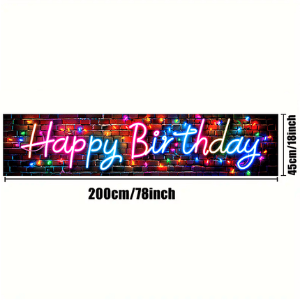 Neon Happy Birthday Banner