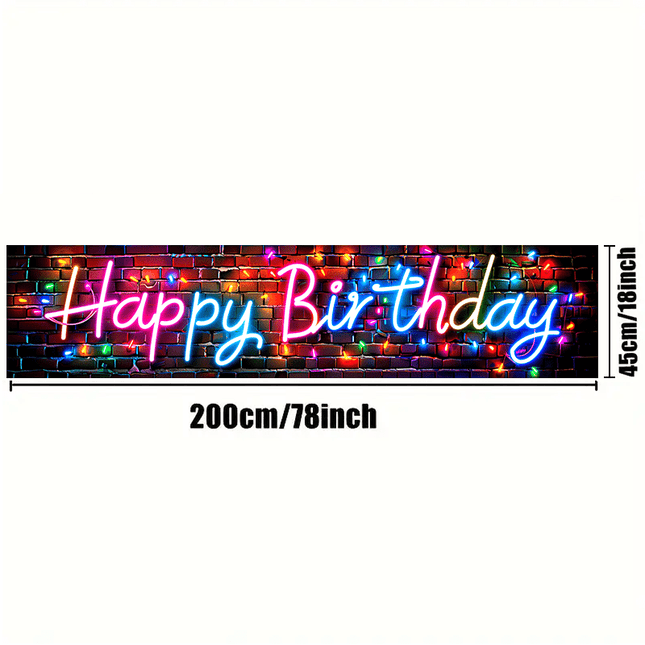 Neon Happy Birthday Banner