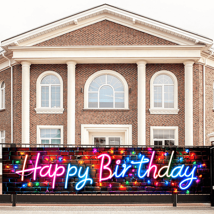 Neon Happy Birthday Banner