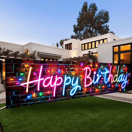 Neon Happy Birthday Banner