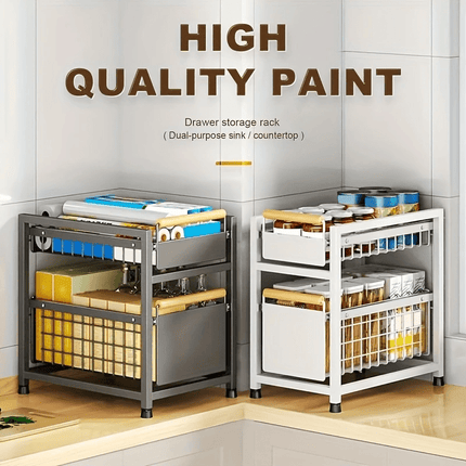 Under-Sink Storage Rack with Sliding Drawers