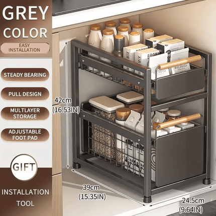 Under-Sink Storage Rack with Sliding Drawers