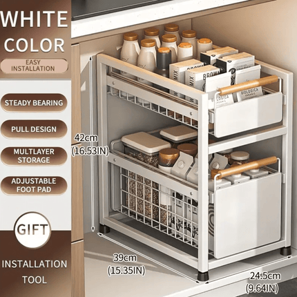 Under-Sink Storage Rack with Sliding Drawers