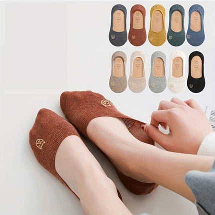 Cartoon Cat Low-Cut Invisible Socks (5-Pack)