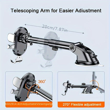 Dashboard Suction Cup Car Phone Holder – Telescopic & Rotating