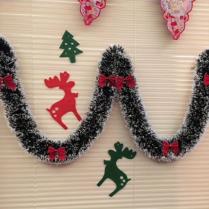 Sparkling Tinsel Garland – Festive Magic with Red Bows - Monti Bargains