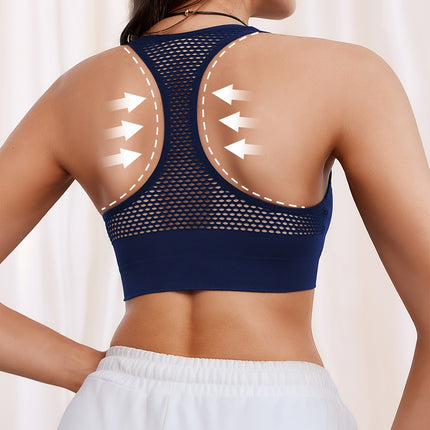 Women's Seamless Sports Bra with Front Zipper & Breathable Design