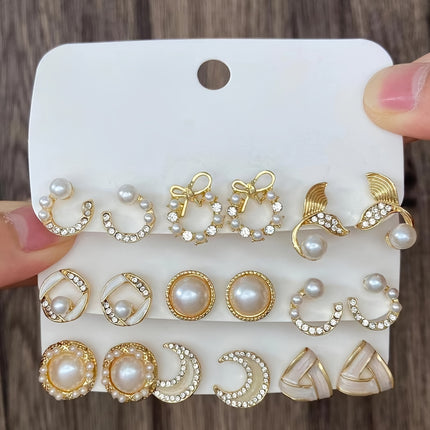 9-Pair Elegant Earrings Set